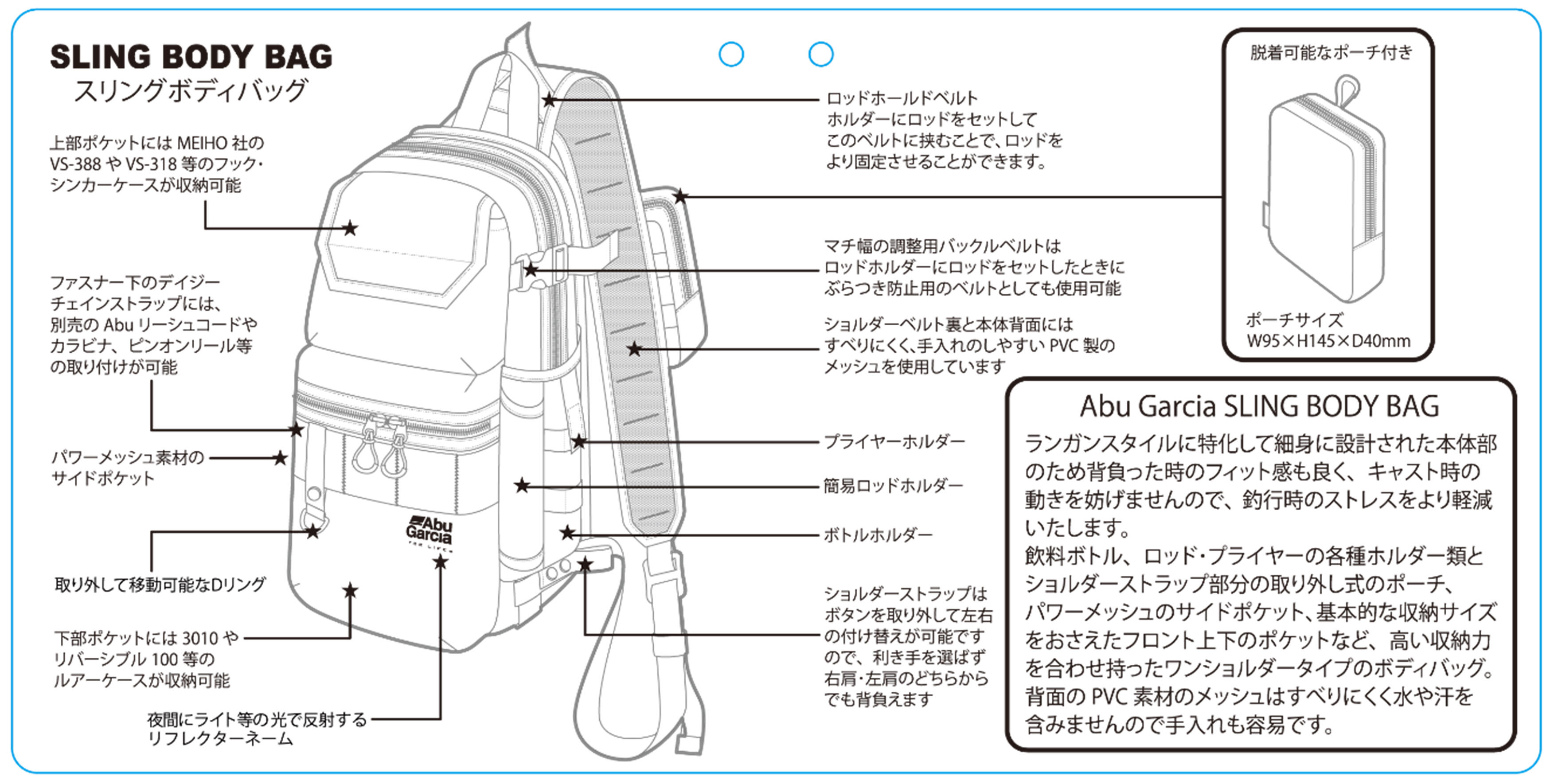 アブ ガルシア abu 人気 garcia スリング ボディ バッグ